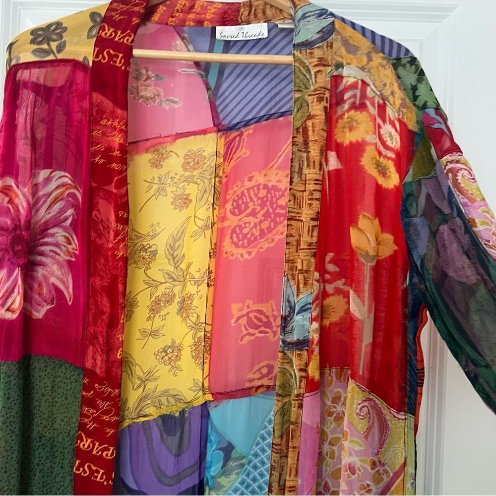 Vintage Sacred Threads Patchwork Duster, Layering… - image 4